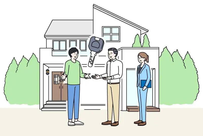 引渡しの様子のイラスト